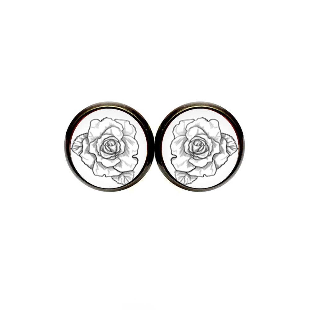 Black & White Rose Earrings